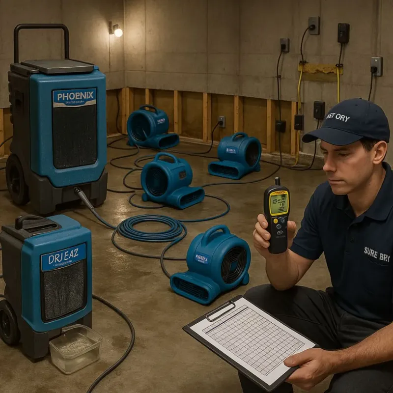 Structural Drying and Dehumidification process in Baldwinville, MA